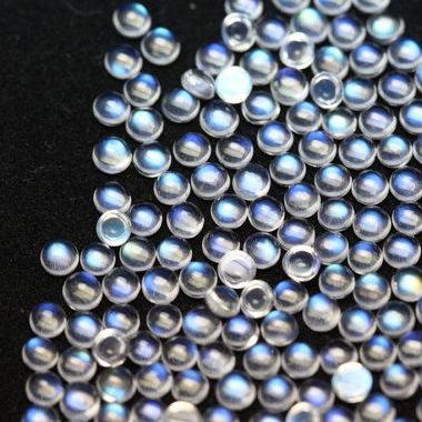 Natural Rainbow Moonstone 2.5mm 10 Pieces Lot Cabochon Round SI Quality Blue Power - Loose Gemstone