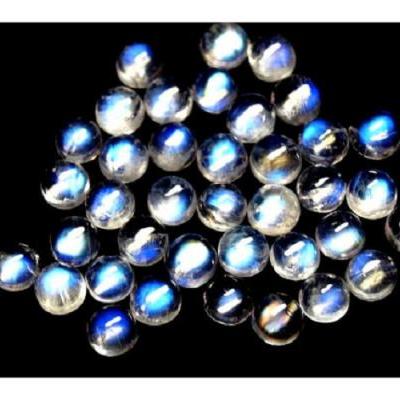 Natural Rainbow Moonstone 3mm 50 Pieces Lot Cabochon Round SI Quality Blue Power - Loose Gemstone