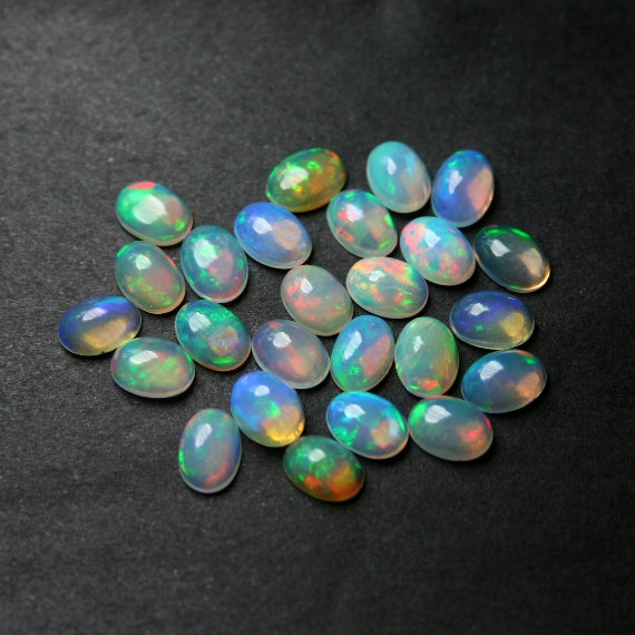 10 Pcs natural ethiopian welo fire opal oval cabochon 3x5 mm loose gemstone #18